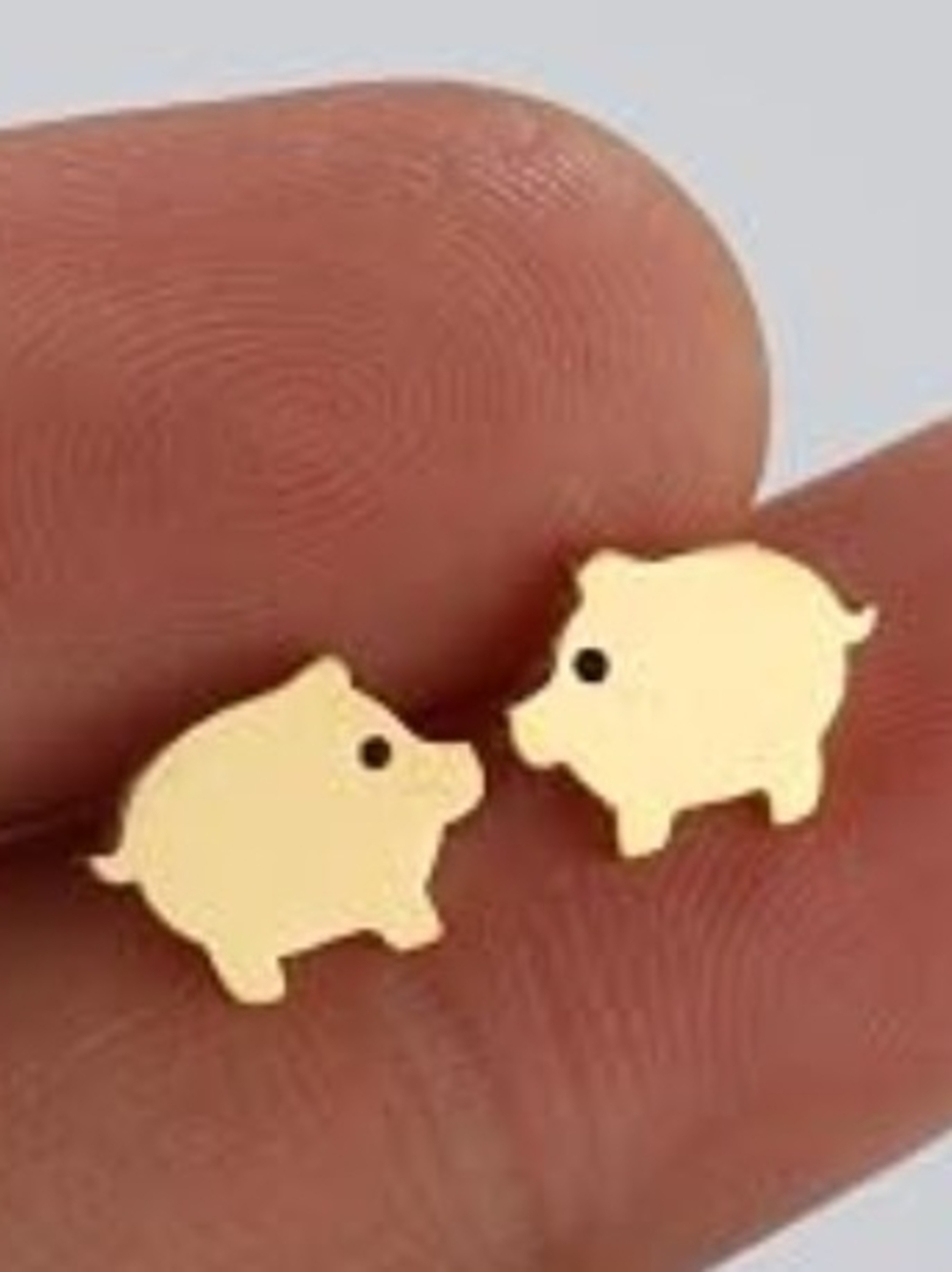 Gold Piglet Small Pets Charm Stud Earrings - Cute Animal Accent
